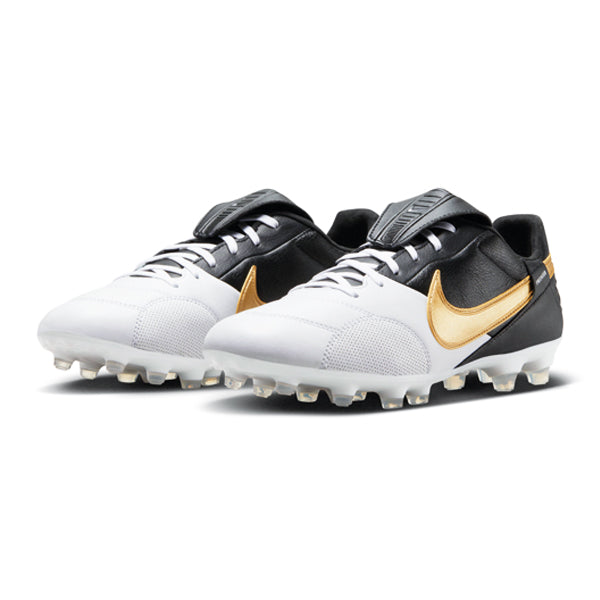 THE NIKE PREMIER 3 FG BOOTS WHITE/METALLIC GOLD BLACK