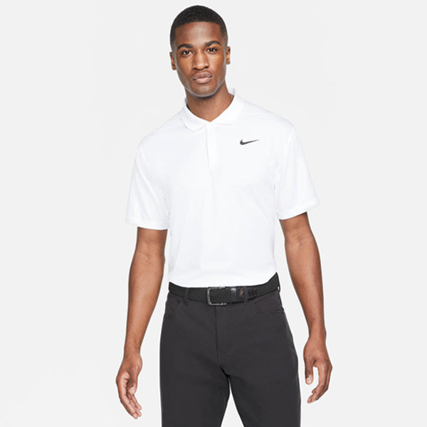 NIKE MENS DRI­FIT VICTORY SOLID POLO WHITE/BLACK