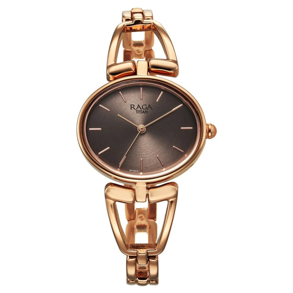 Titan Raga Ascend Brown Dial Metal Strap Ladies Watch